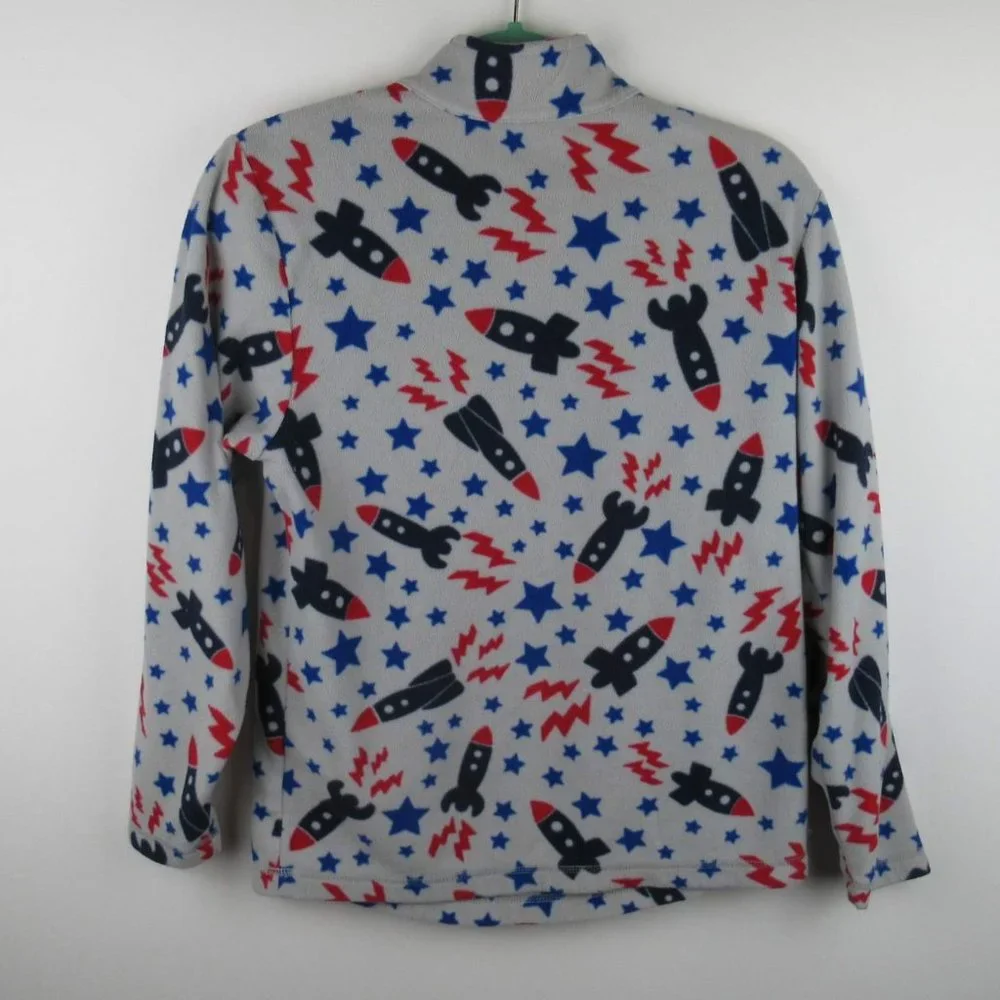 Hanna Andersson Space Rocket Quarter Zip Fleece Sweater sz 160 cm US 14/16
